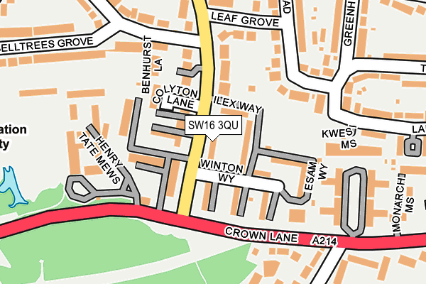 SW16 3QU map - OS OpenMap – Local (Ordnance Survey)