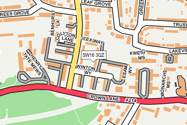 SW16 3QZ map - OS OpenMap – Local (Ordnance Survey)