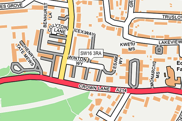 SW16 3RA map - OS OpenMap – Local (Ordnance Survey)