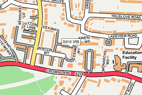 SW16 3RB map - OS OpenMap – Local (Ordnance Survey)