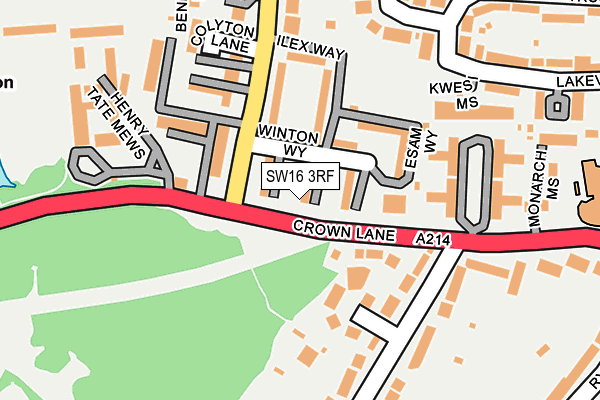 SW16 3RF map - OS OpenMap – Local (Ordnance Survey)