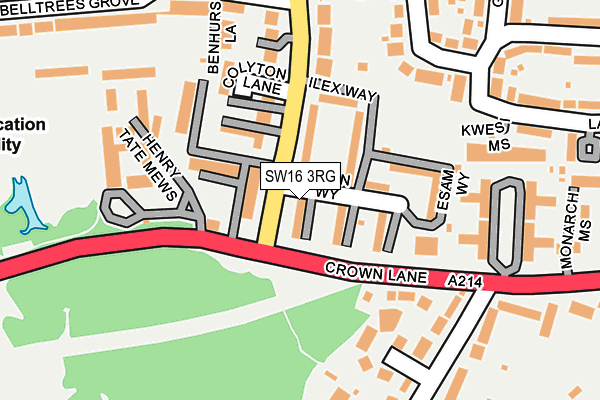 SW16 3RG map - OS OpenMap – Local (Ordnance Survey)