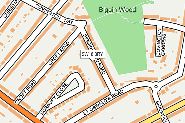 SW16 3RY map - OS OpenMap – Local (Ordnance Survey)