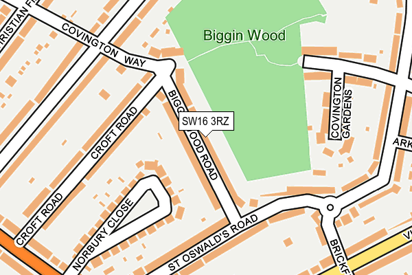 SW16 3RZ map - OS OpenMap – Local (Ordnance Survey)