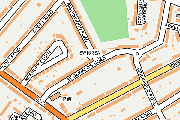 SW16 3SA map - OS OpenMap – Local (Ordnance Survey)