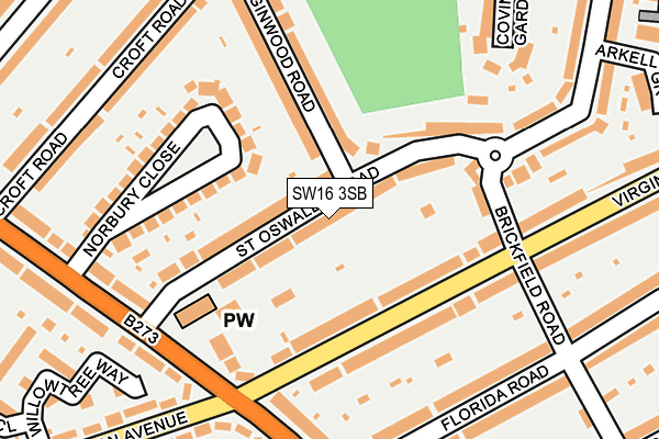 SW16 3SB map - OS OpenMap – Local (Ordnance Survey)