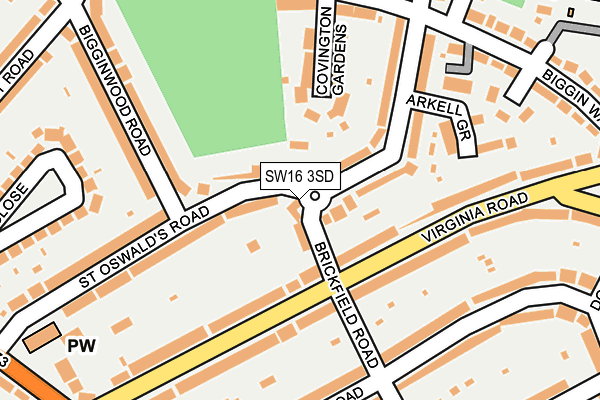 SW16 3SD map - OS OpenMap – Local (Ordnance Survey)