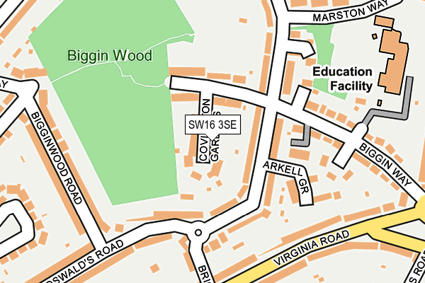 SW16 3SE map - OS OpenMap – Local (Ordnance Survey)