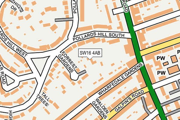 SW16 4AB map - OS OpenMap – Local (Ordnance Survey)