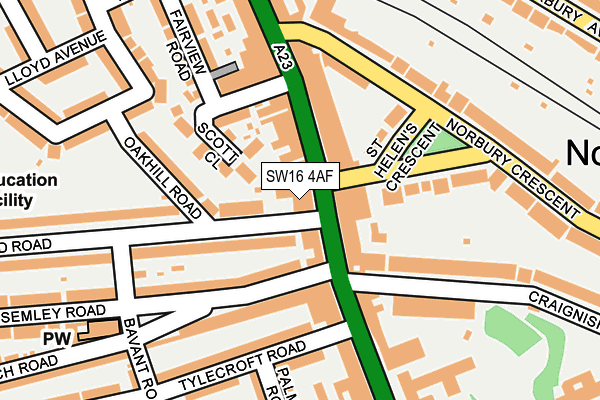 SW16 4AF map - OS OpenMap – Local (Ordnance Survey)