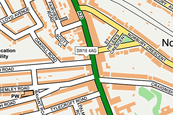 SW16 4AG map - OS OpenMap – Local (Ordnance Survey)