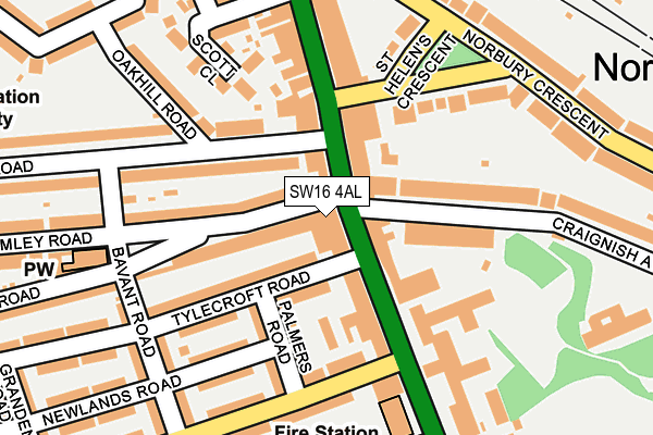 SW16 4AL map - OS OpenMap – Local (Ordnance Survey)