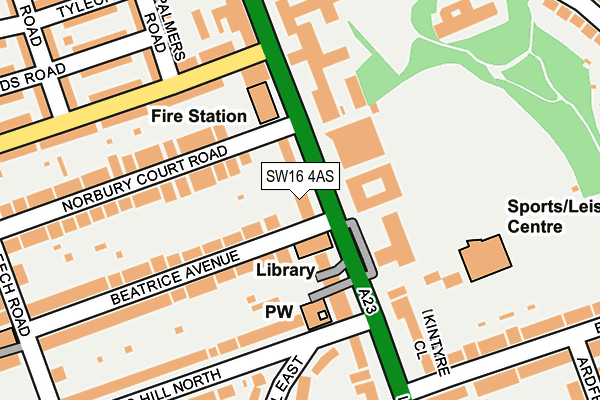 SW16 4AS map - OS OpenMap – Local (Ordnance Survey)