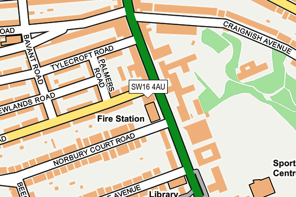 SW16 4AU map - OS OpenMap – Local (Ordnance Survey)