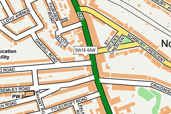 SW16 4AW map - OS OpenMap – Local (Ordnance Survey)