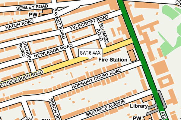 SW16 4AX map - OS OpenMap – Local (Ordnance Survey)