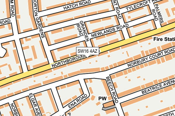 SW16 4AZ map - OS OpenMap – Local (Ordnance Survey)
