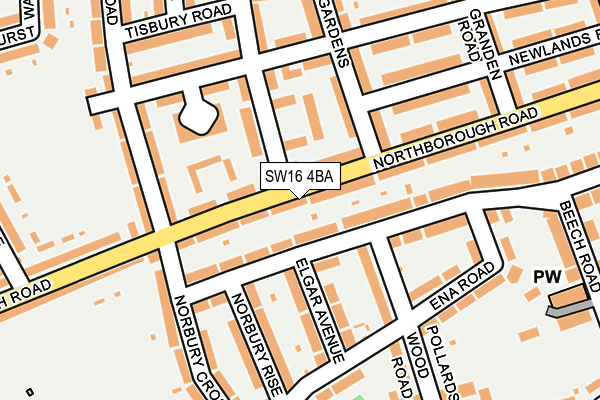 SW16 4BA map - OS OpenMap – Local (Ordnance Survey)