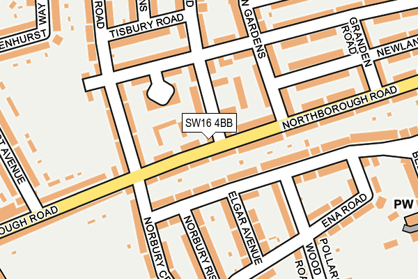 SW16 4BB map - OS OpenMap – Local (Ordnance Survey)