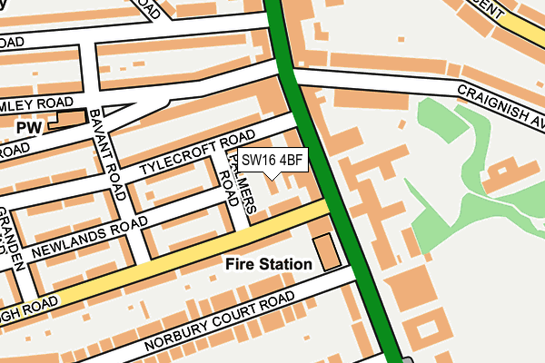 SW16 4BF map - OS OpenMap – Local (Ordnance Survey)