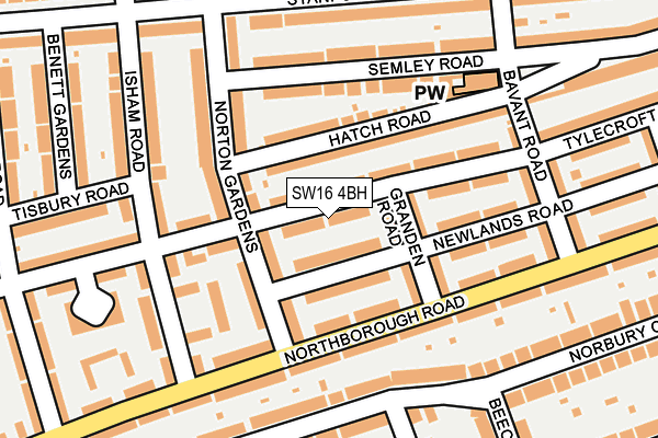SW16 4BH map - OS OpenMap – Local (Ordnance Survey)