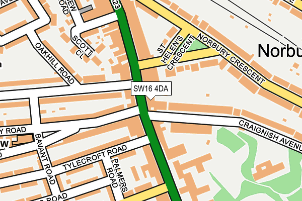 SW16 4DA map - OS OpenMap – Local (Ordnance Survey)