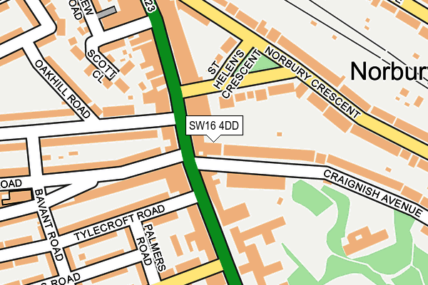 SW16 4DD map - OS OpenMap – Local (Ordnance Survey)