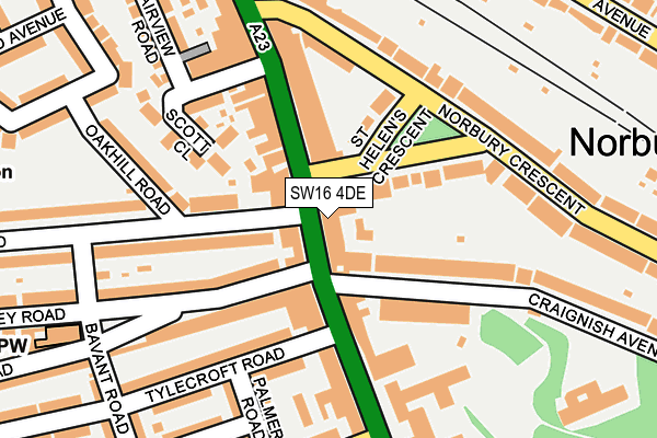 SW16 4DE map - OS OpenMap – Local (Ordnance Survey)