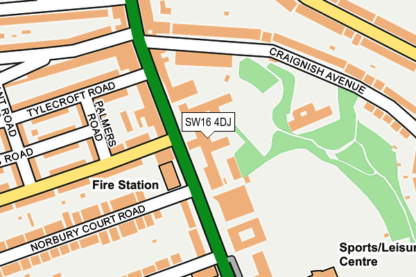 SW16 4DJ map - OS OpenMap – Local (Ordnance Survey)