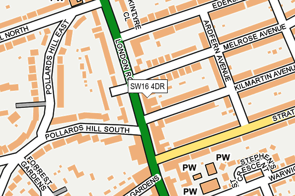 SW16 4DR map - OS OpenMap – Local (Ordnance Survey)