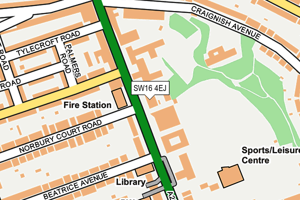 SW16 4EJ map - OS OpenMap – Local (Ordnance Survey)