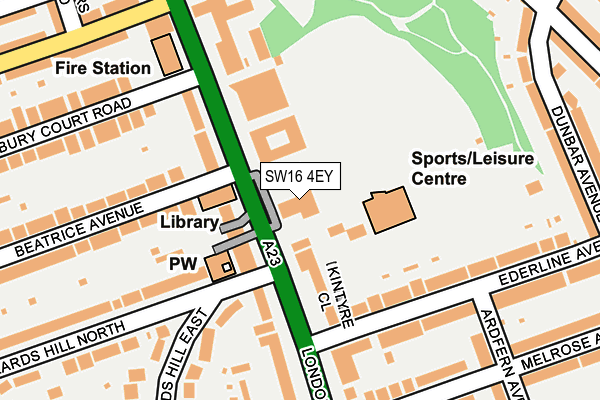 SW16 4EY map - OS OpenMap – Local (Ordnance Survey)