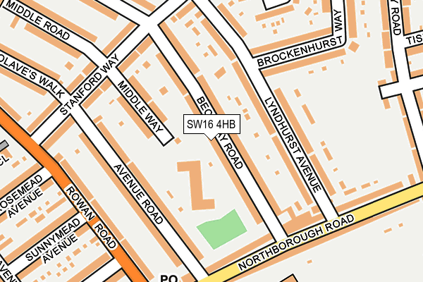 SW16 4HB map - OS OpenMap – Local (Ordnance Survey)