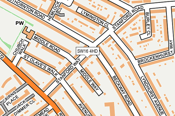 SW16 4HD map - OS OpenMap – Local (Ordnance Survey)