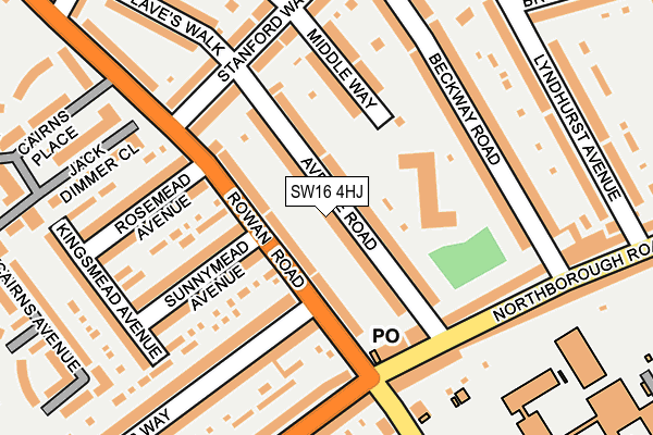 SW16 4HJ map - OS OpenMap – Local (Ordnance Survey)