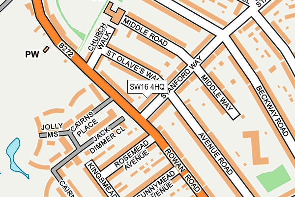 SW16 4HQ map - OS OpenMap – Local (Ordnance Survey)