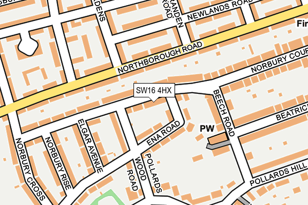 SW16 4HX map - OS OpenMap – Local (Ordnance Survey)
