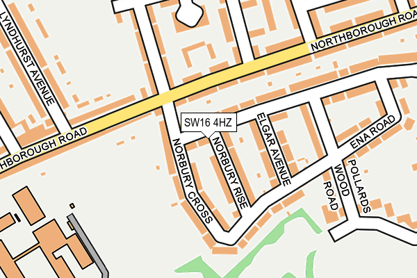 SW16 4HZ map - OS OpenMap – Local (Ordnance Survey)