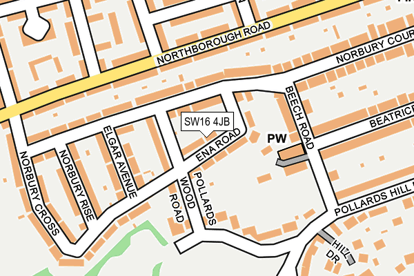 SW16 4JB map - OS OpenMap – Local (Ordnance Survey)