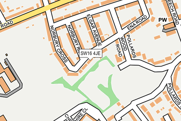 SW16 4JE map - OS OpenMap – Local (Ordnance Survey)