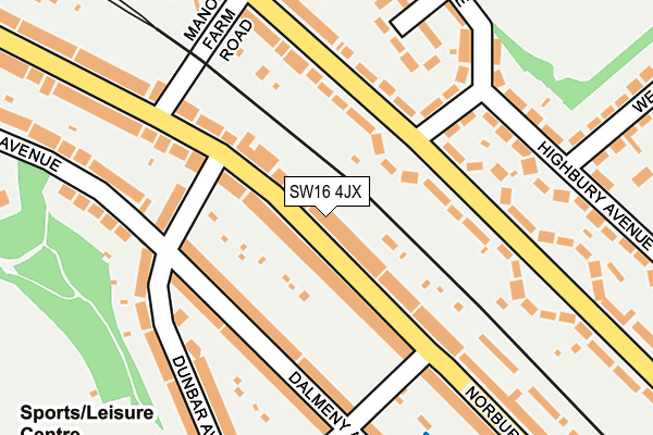 SW16 4JX map - OS OpenMap – Local (Ordnance Survey)