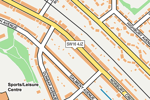 SW16 4JZ map - OS OpenMap – Local (Ordnance Survey)