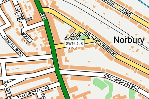 SW16 4LB map - OS OpenMap – Local (Ordnance Survey)