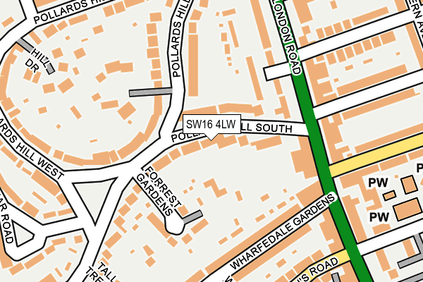 SW16 4LW map - OS OpenMap – Local (Ordnance Survey)