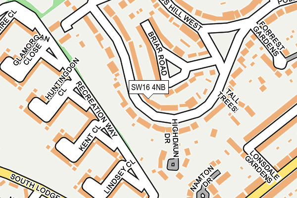 SW16 4NB map - OS OpenMap – Local (Ordnance Survey)