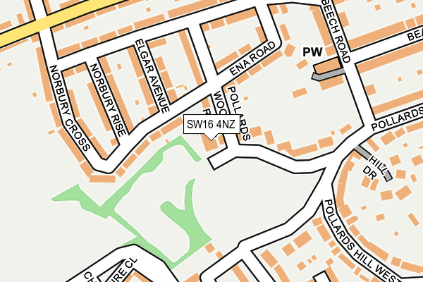 SW16 4NZ map - OS OpenMap – Local (Ordnance Survey)