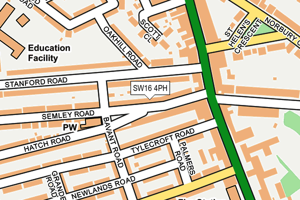 SW16 4PH map - OS OpenMap – Local (Ordnance Survey)