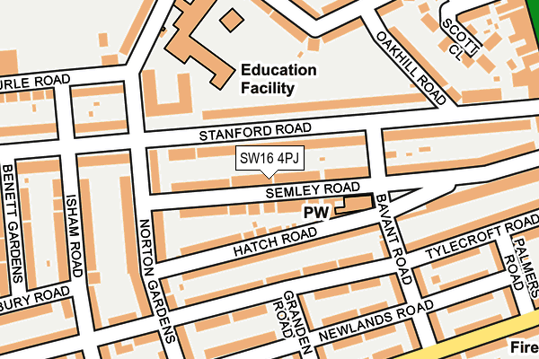 SW16 4PJ map - OS OpenMap – Local (Ordnance Survey)