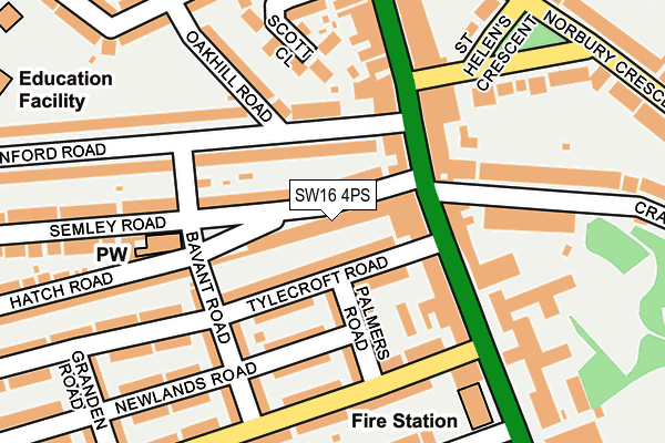 SW16 4PS map - OS OpenMap – Local (Ordnance Survey)