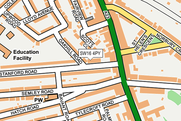 SW16 4PY map - OS OpenMap – Local (Ordnance Survey)